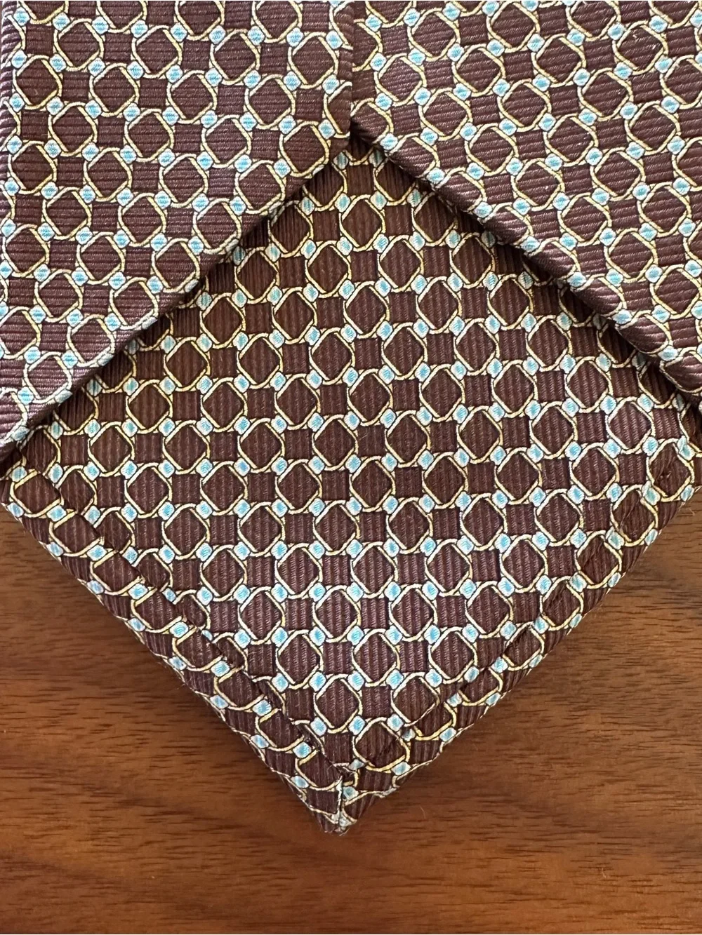 Luigi Borrelli Brown Geometric Silk Tie